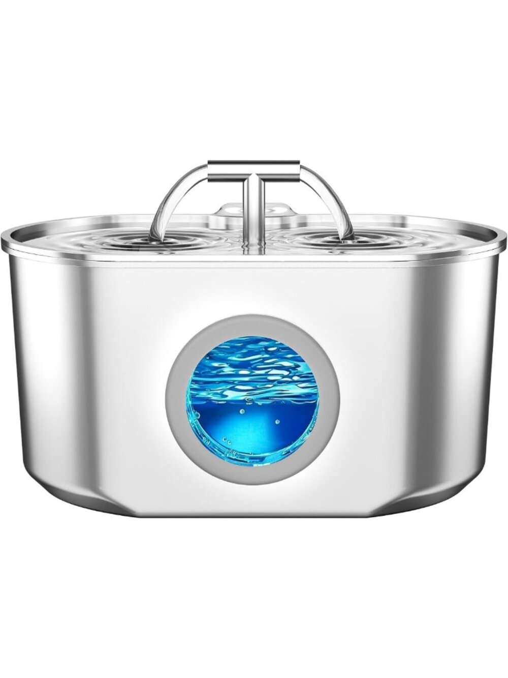 Stainless Steel Cat Water Fountain - 2.2L/74oz Pet Drinking Dispenser, Easy